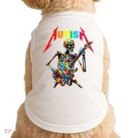 Autism Skeleton Guitar Player Rock Music Autism Awareness Doggie Tank thumb 0