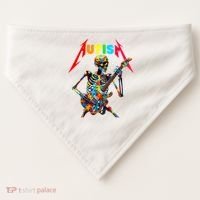Autism Skeleton Guitar Player Rock Music Autism Awareness USA-Made Doggie Bandana thumb 0