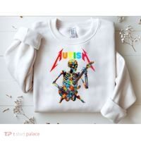Autism Skeleton Guitar Player Rock Music Autism Awareness Sweatshirt thumb 2