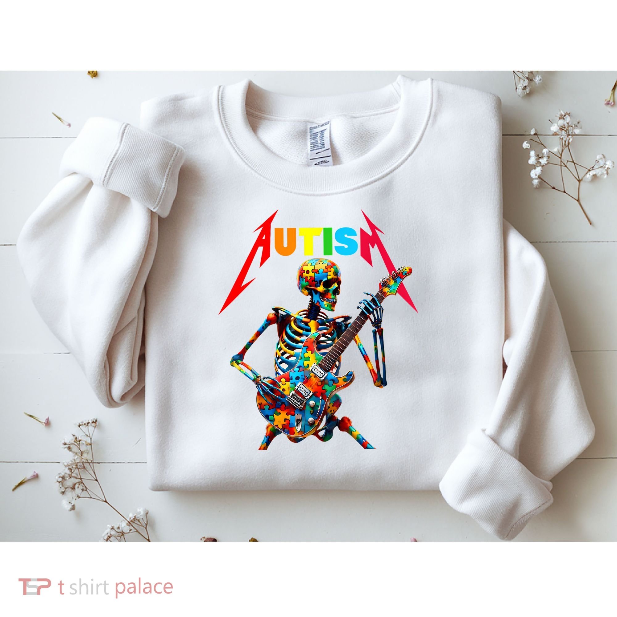 Autism Skeleton Guitar Player Rock Music Autism Awareness Sweatshirt