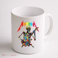Autism Skeleton Guitar Player Rock Music Autism Awareness Coffee Mug thumb 1