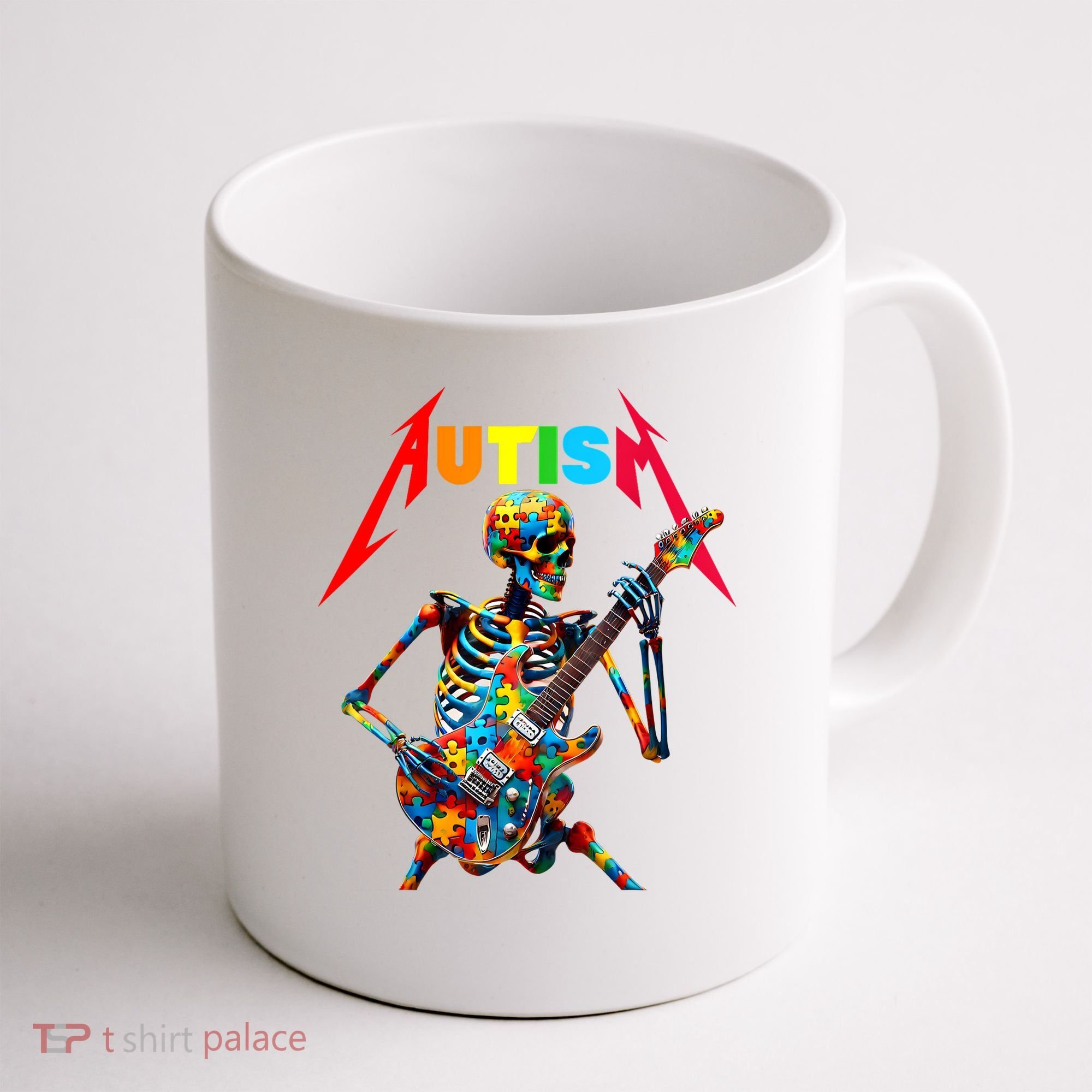 Autism Skeleton Guitar Player Rock Music Autism Awareness Coffee Mug