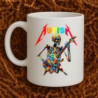 Autism Skeleton Guitar Player Rock Music Autism Awareness Coffee Mug thumb 2