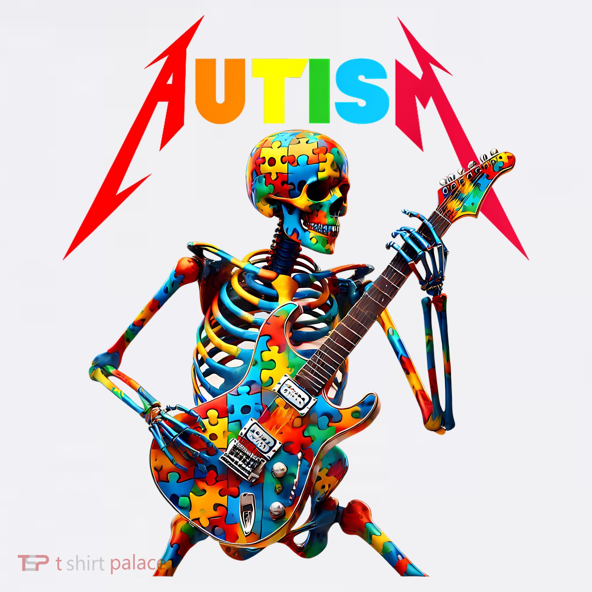 Autism Skeleton Guitar Player Rock Music Autism Awareness Women's Hoodie