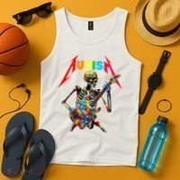 Autism Skeleton Guitar Player Rock Music Autism Awareness Tank Top thumb 4