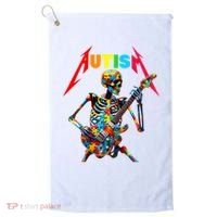 Autism Skeleton Guitar Player Rock Music Autism Awareness Golf Towel thumb 0