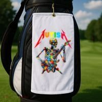 Autism Skeleton Guitar Player Rock Music Autism Awareness Golf Towel thumb 2