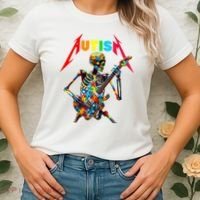 Autism Skeleton Guitar Player Rock Music Autism Awareness Women's T-Shirt thumb 2