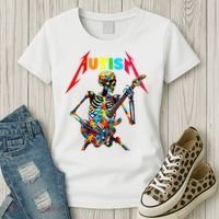Autism Skeleton Guitar Player Rock Music Autism Awareness Women's T-Shirt thumb 3