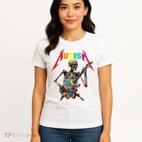 Autism Skeleton Guitar Player Rock Music Autism Awareness Women's T-Shirt thumb 4