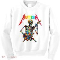 Autism Skeleton Guitar Player Rock Music Autism Awareness Kids Sweatshirt thumb 0