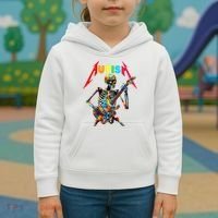 Autism Skeleton Guitar Player Rock Music Autism Awareness Kids Hoodie thumb 3