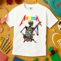 Autism Skeleton Guitar Player Rock Music Autism Awareness Kids T-Shirt thumb 3