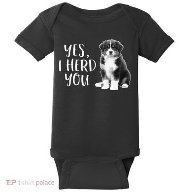 Australian Shepherd Herding Dog Funny I Herd You Mom Dad Baby Bodysuit