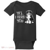 Australian Shepherd Herding Dog Funny I Herd You Mom Dad Baby Bodysuit thumb 0