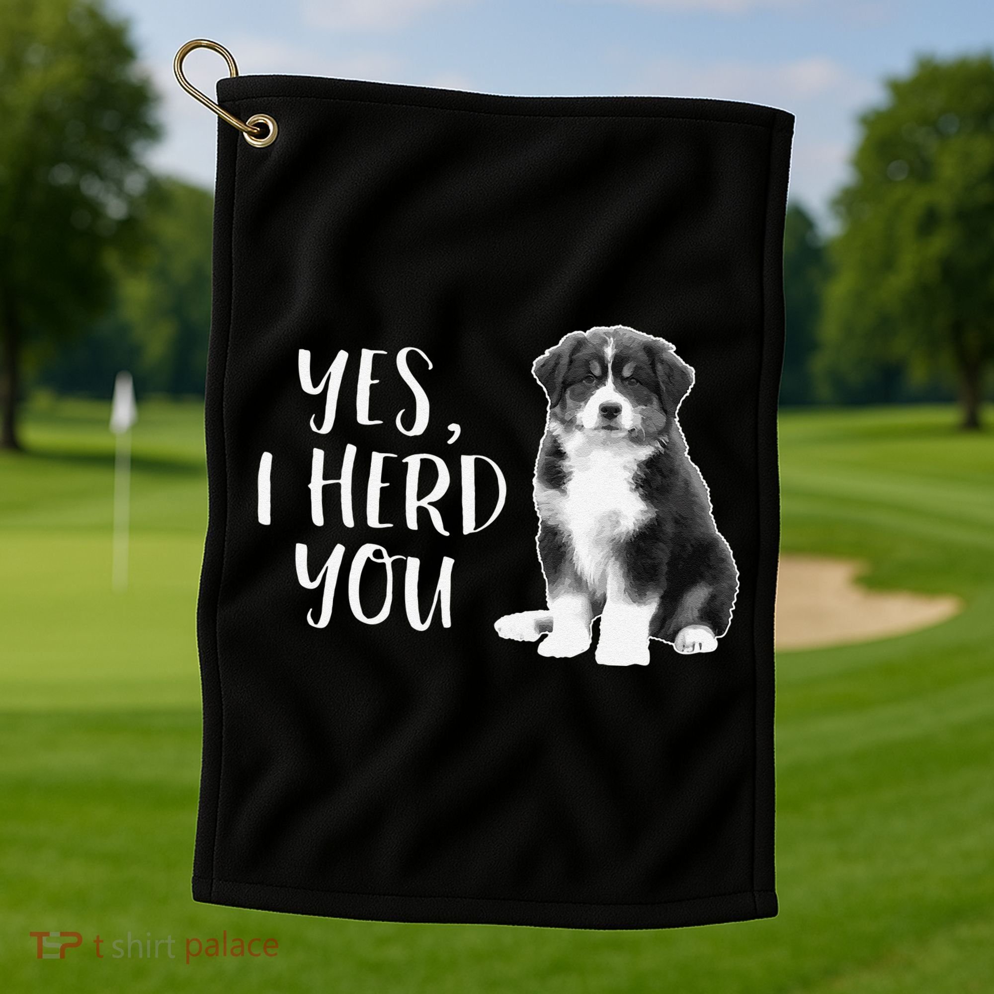Australian Shepherd Herding Dog Funny I Herd You Mom Dad Golf Towel
