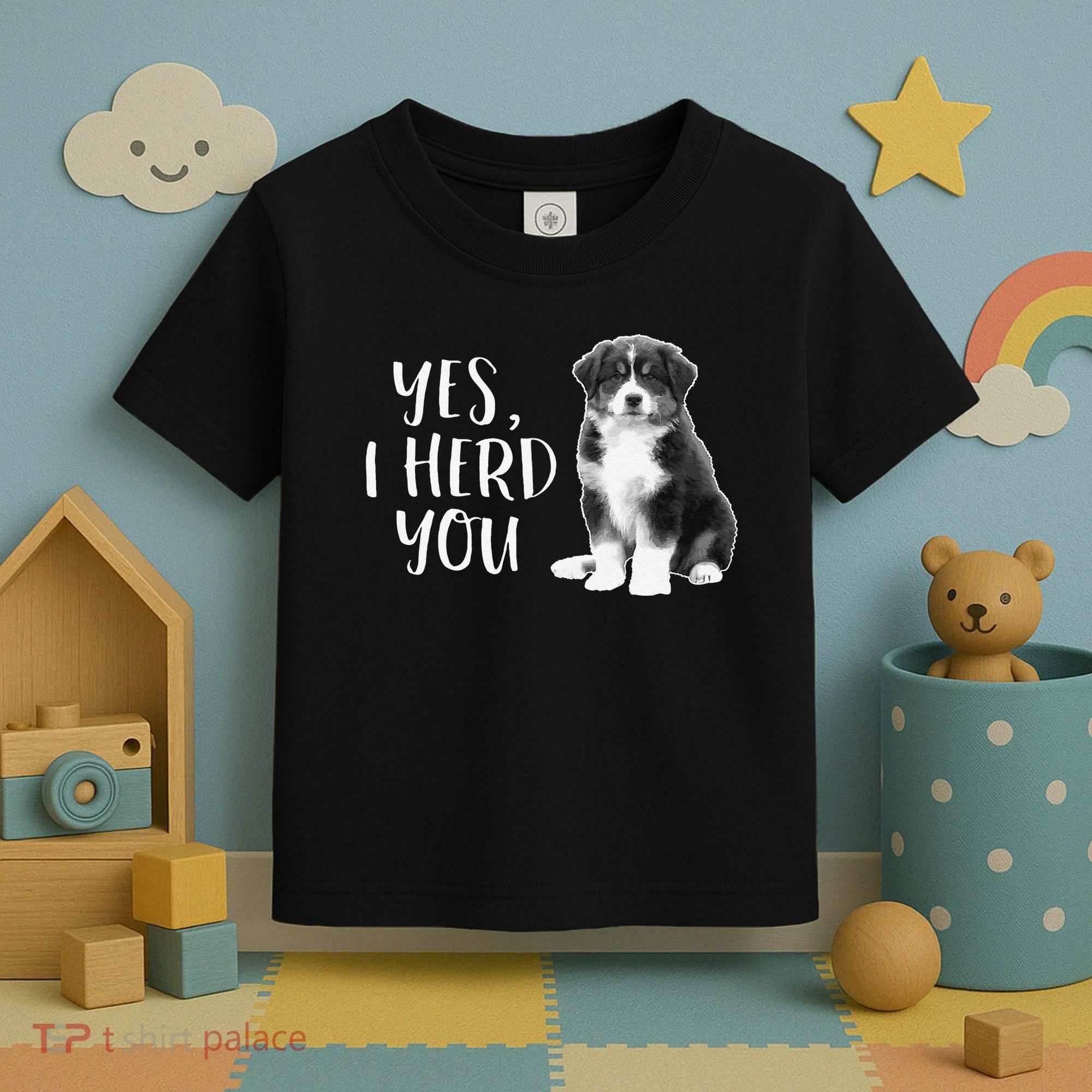 Australian Shepherd Herding Dog Funny I Herd You Mom Dad Toddler T-Shirt
