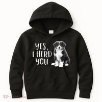 Australian Shepherd Herding Dog Funny I Herd You Mom Dad Kids Hoodie thumb 0