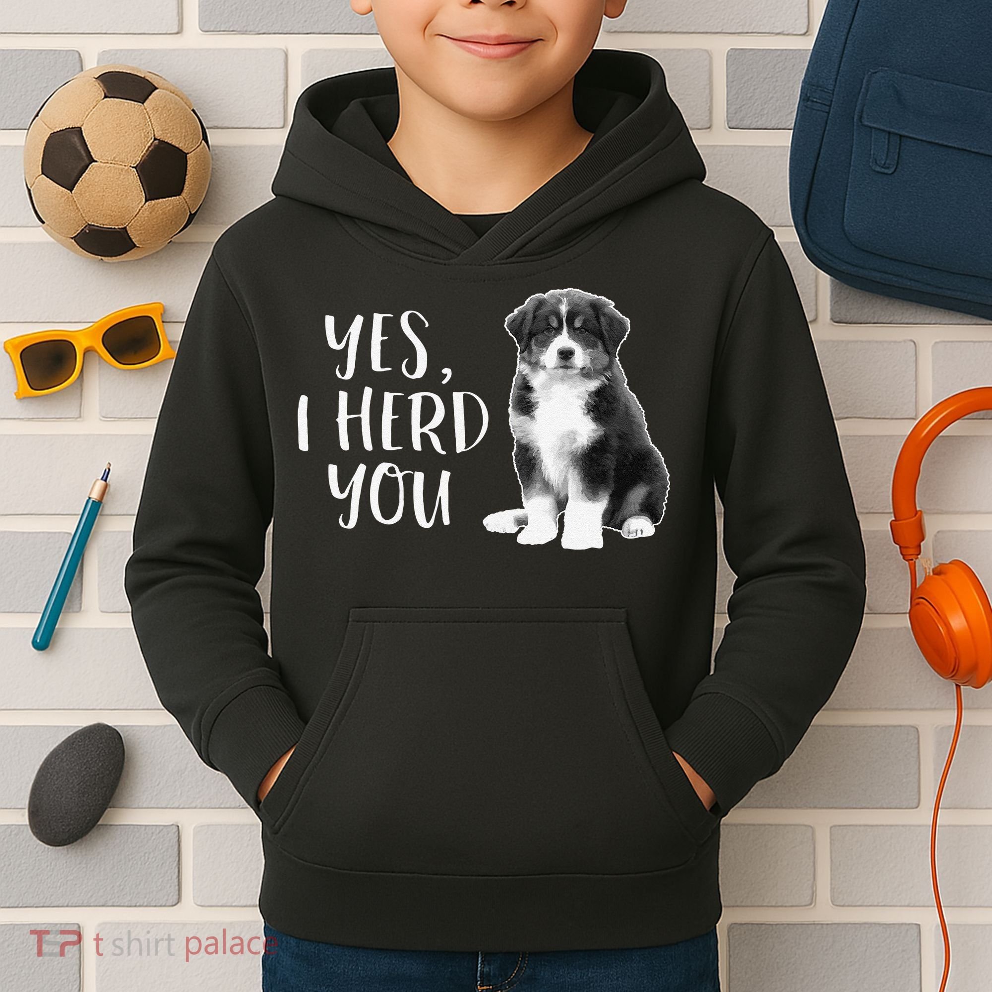 Australian Shepherd Herding Dog Funny I Herd You Mom Dad Kids Hoodie