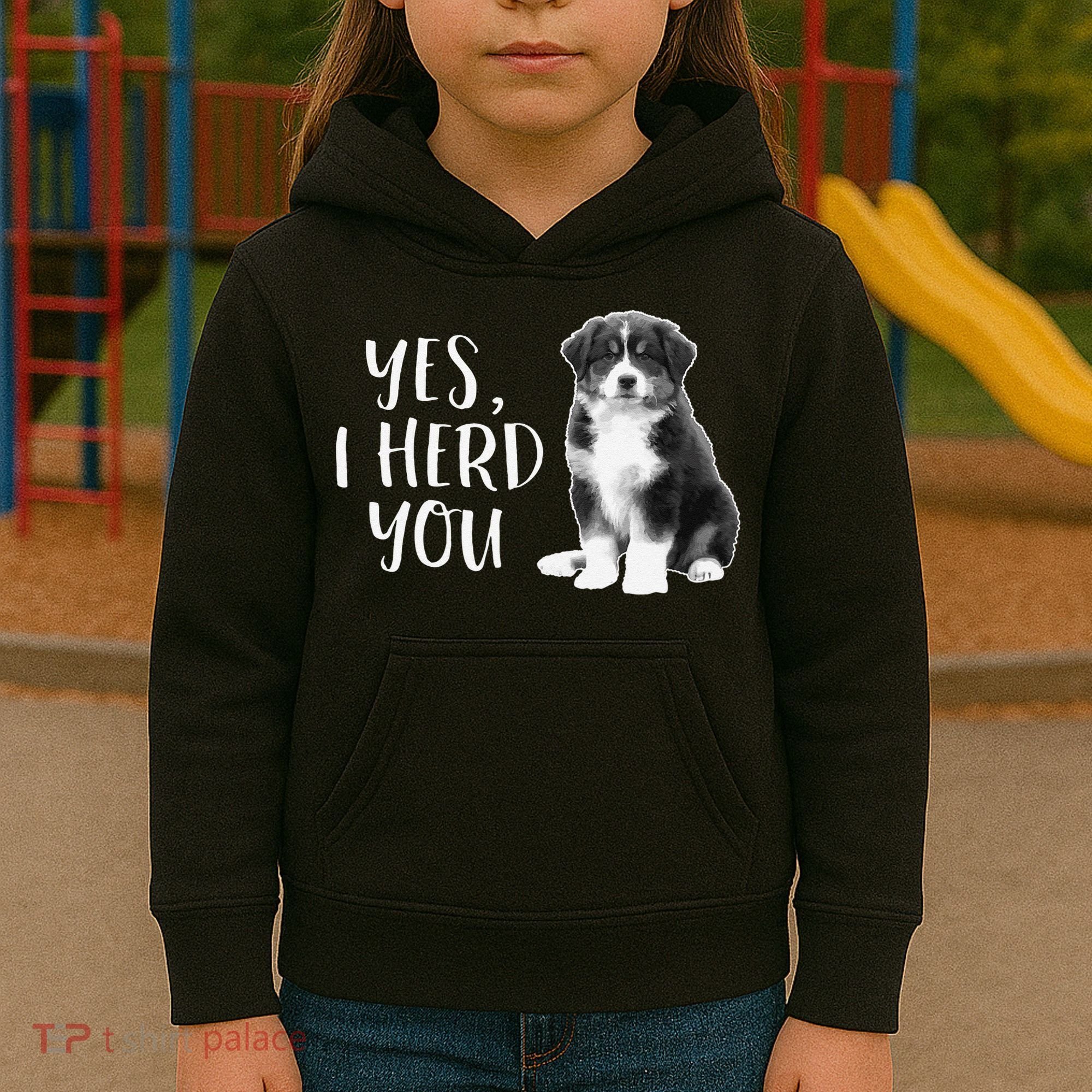 Australian Shepherd Herding Dog Funny I Herd You Mom Dad Kids Hoodie