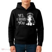 Australian Shepherd Herding Dog Funny I Herd You Mom Dad Kids Hoodie thumb 4