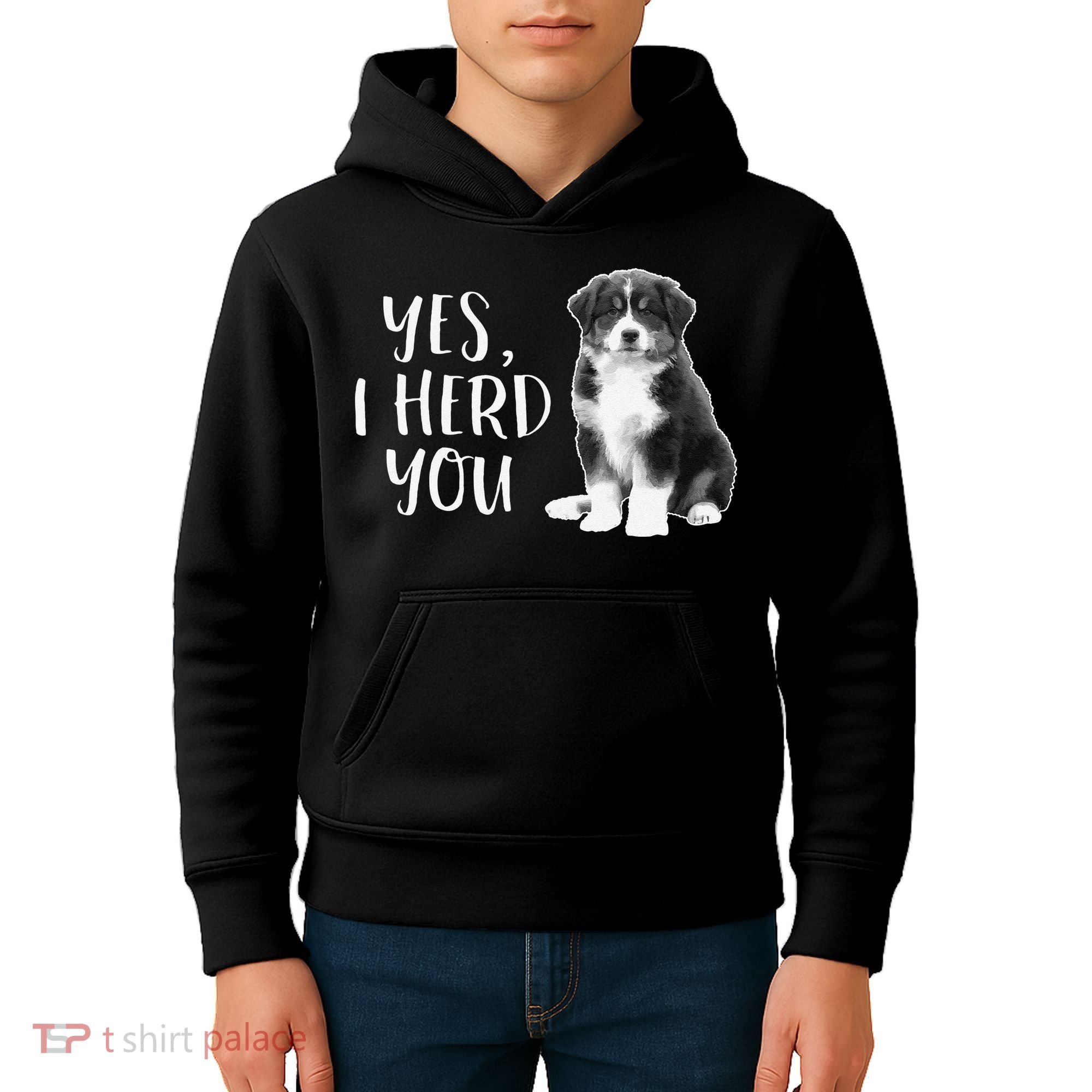 Australian Shepherd Herding Dog Funny I Herd You Mom Dad Kids Hoodie