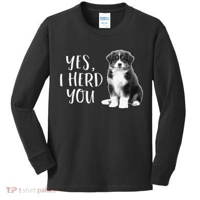 Australian Shepherd Herding Dog Funny I Herd You Mom Dad Kids Long Sleeve Shirt