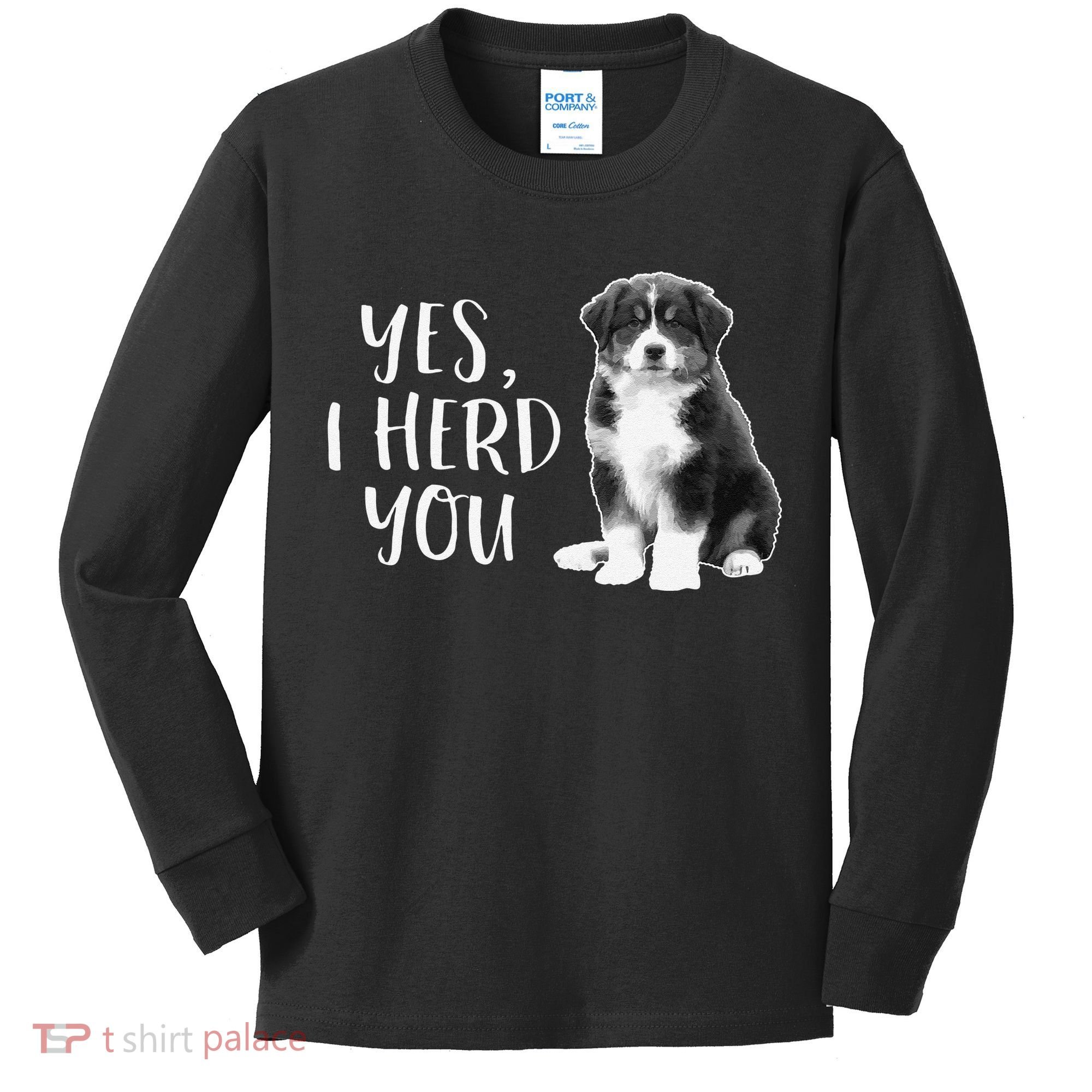 Australian Shepherd Herding Dog Funny I Herd You Mom Dad Kids Long Sleeve Shirt