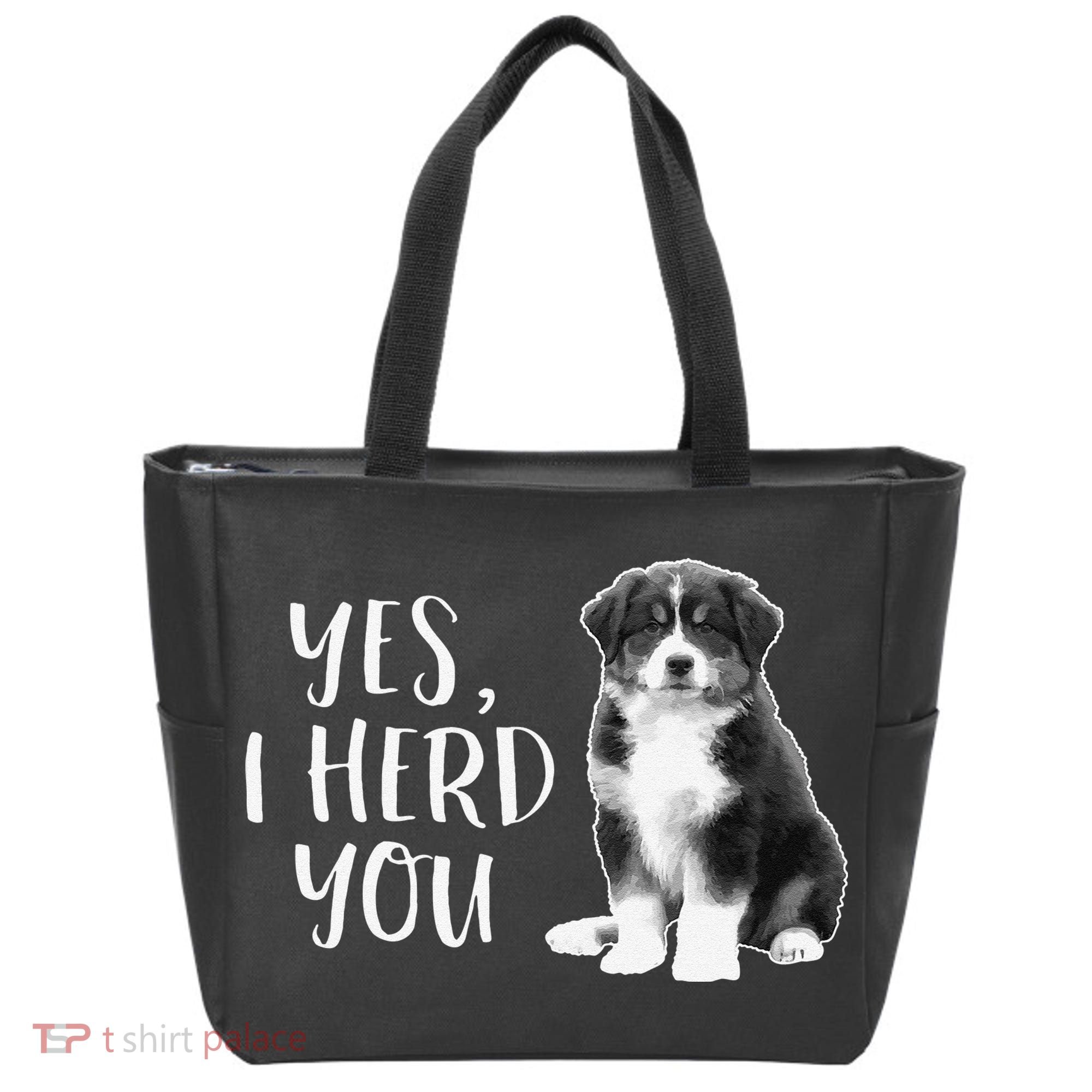 Australian Shepherd Herding Dog Funny I Herd You Mom Dad Tote Bag