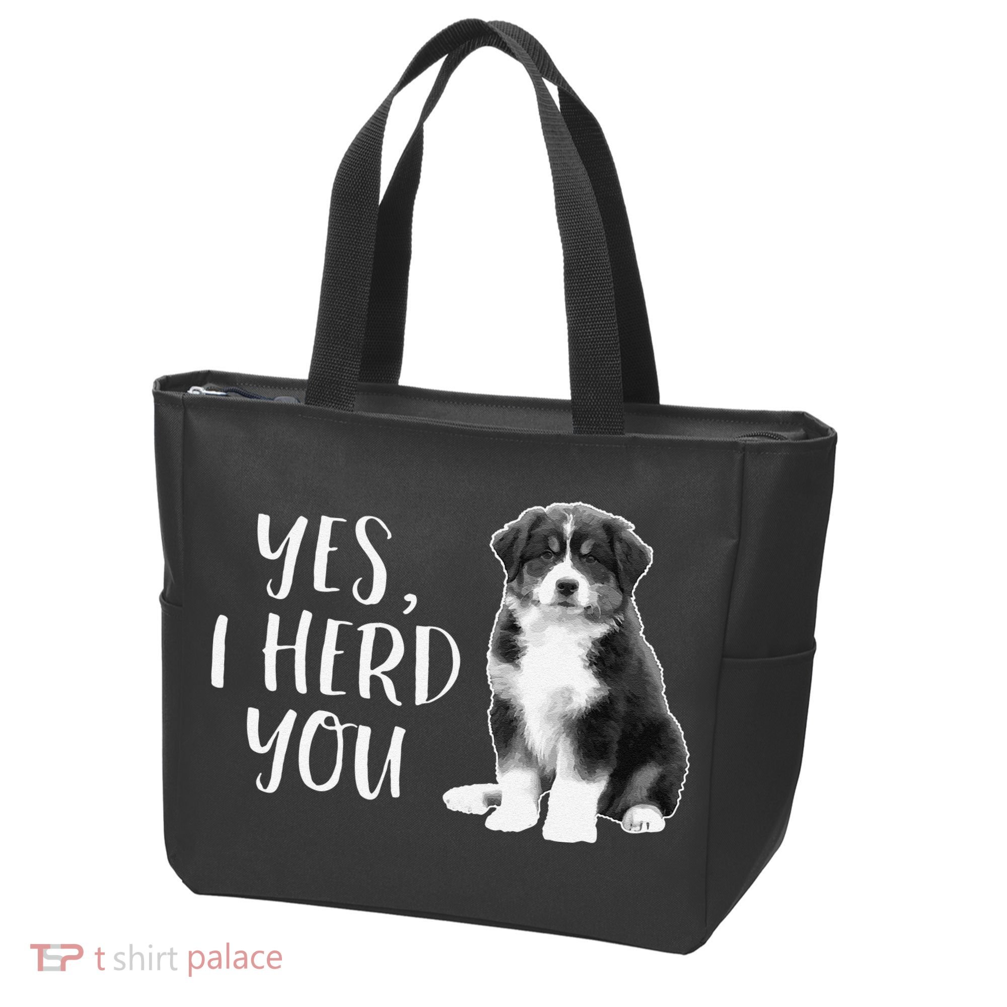 Australian Shepherd Herding Dog Funny I Herd You Mom Dad Tote Bag