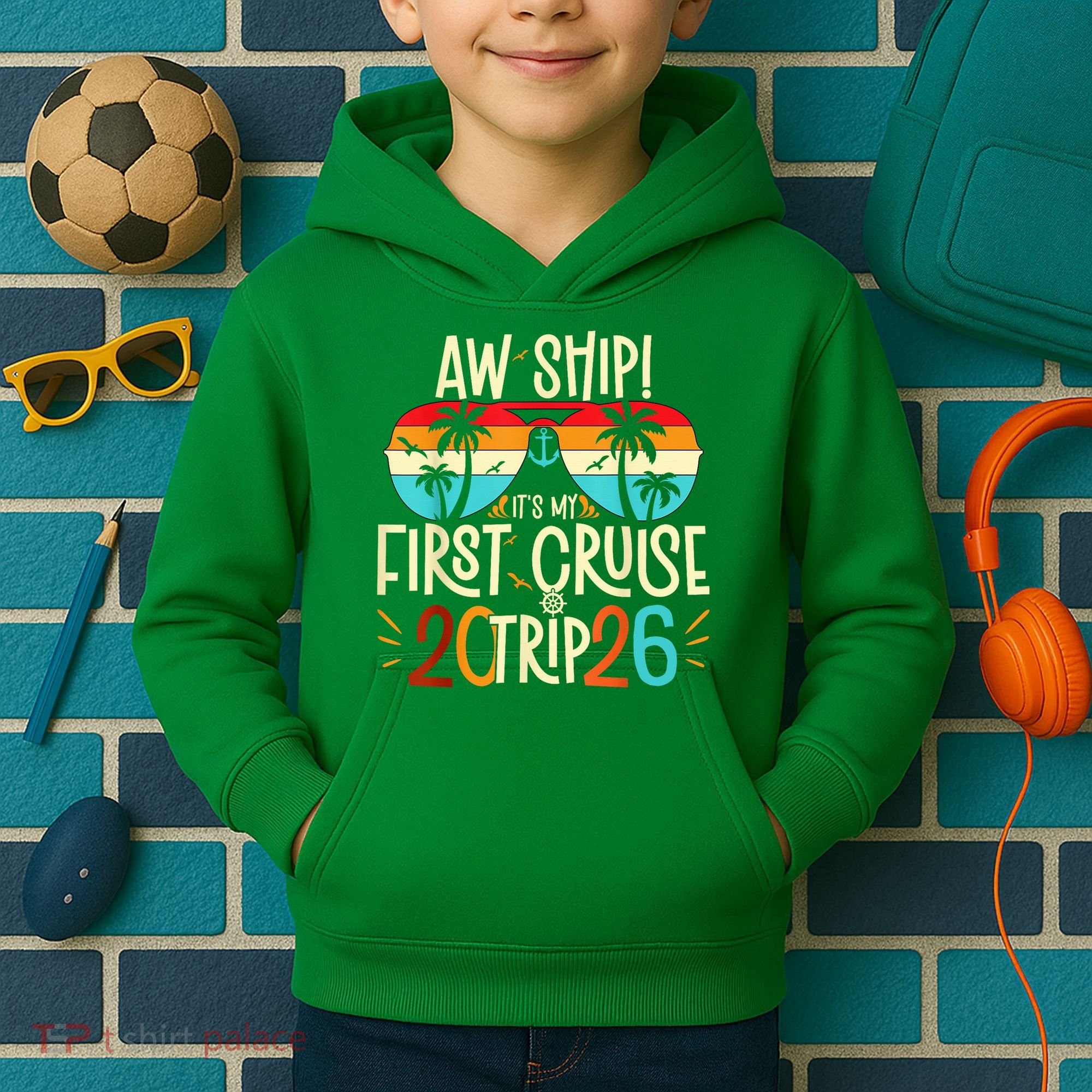 Aw Ship Its My First Cruise Trip 2026 Kids Hoodie