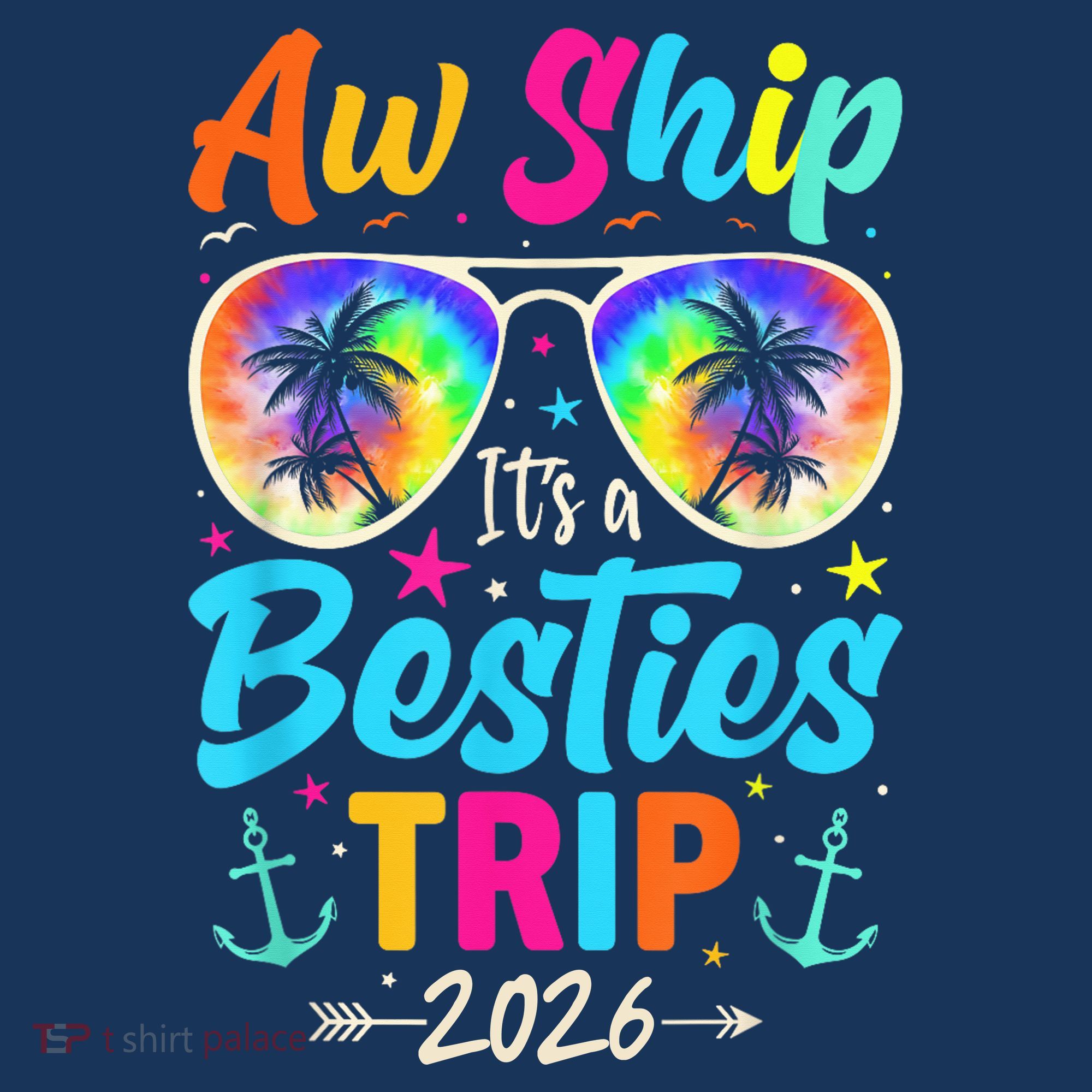 Aw Ship Its A Besties Trip 2026 Kids Long Sleeve Shirt