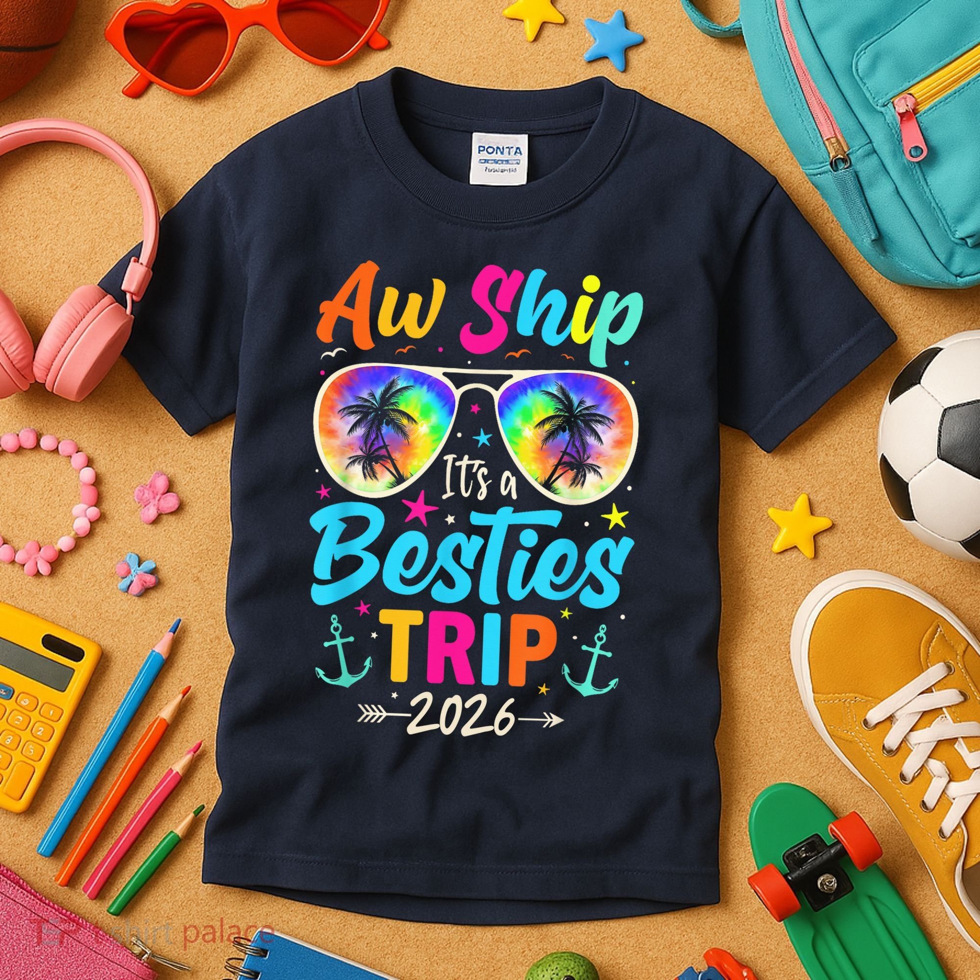 Aw Ship Its A Besties Trip 2026 Kids T-Shirt