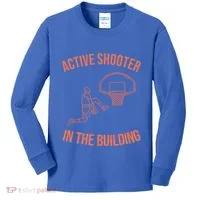 Active Shooter In The Building Kids Long Sleeve Shirt thumb 0