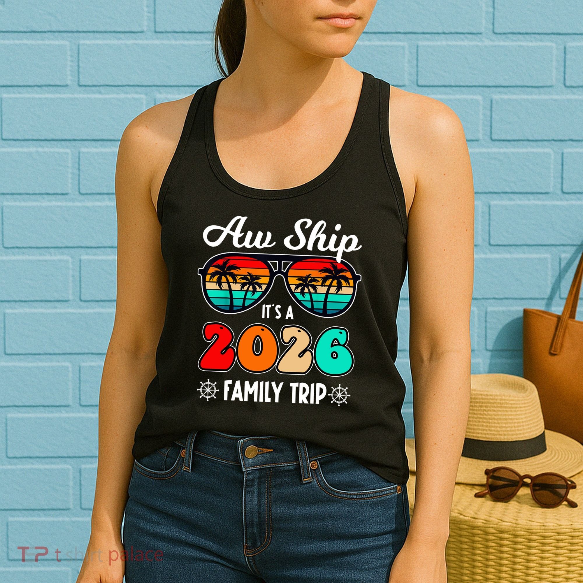AW Ship Its A 2026 Family Trip Retro Sunglasses Women's Tank Top
