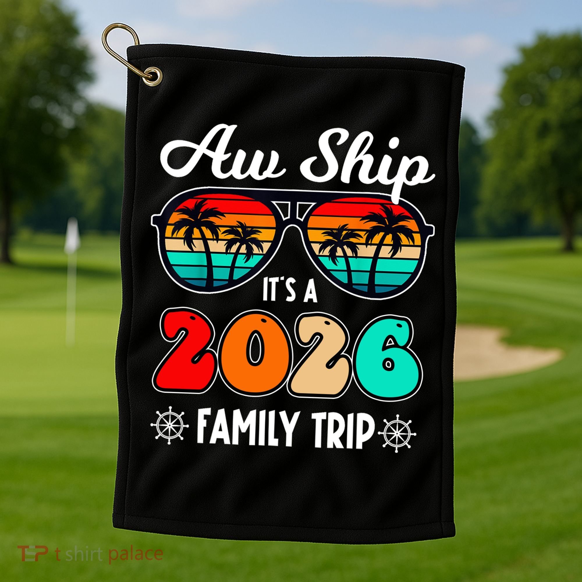 AW Ship Its A 2026 Family Trip Retro Sunglasses Golf Towel