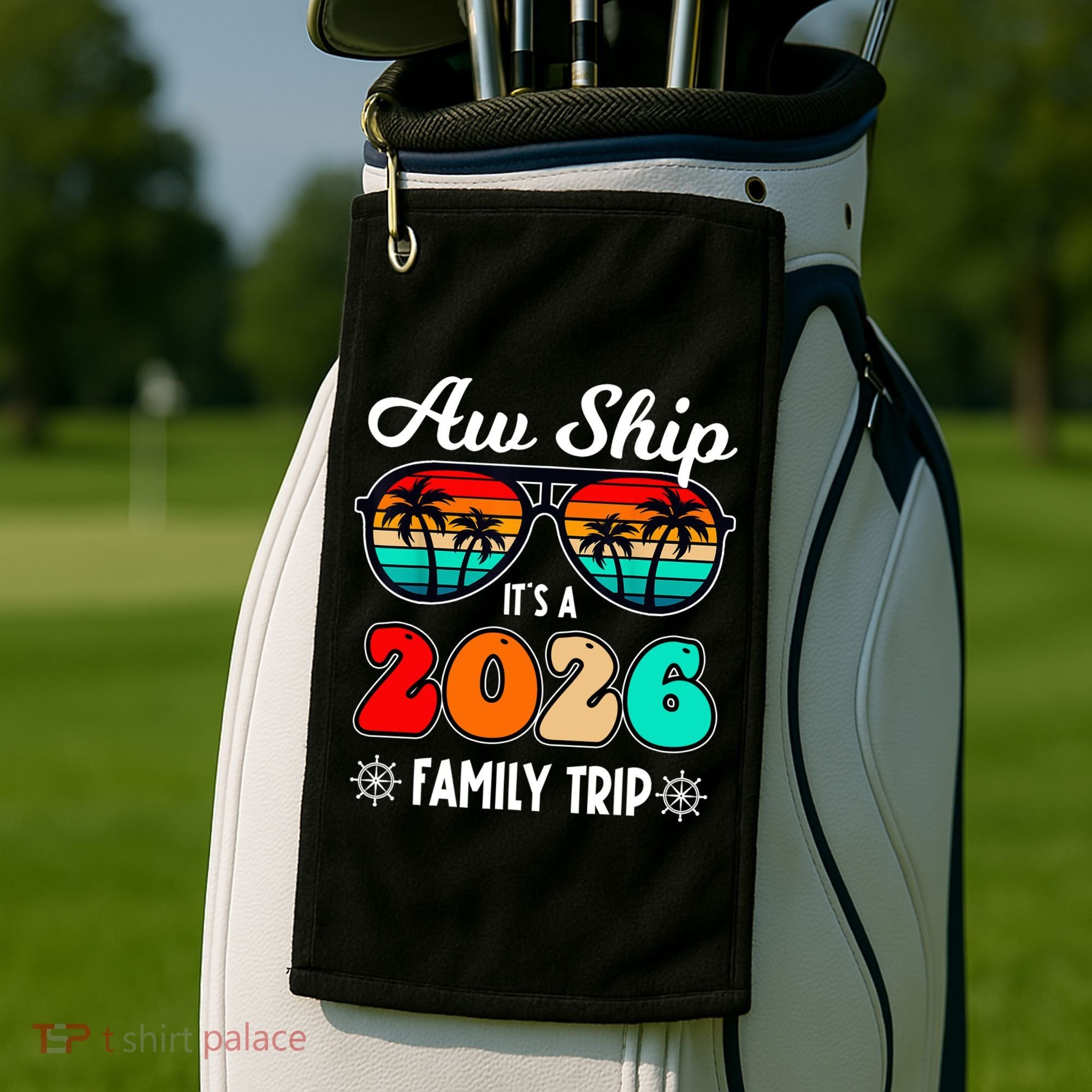 AW Ship Its A 2026 Family Trip Retro Sunglasses Golf Towel
