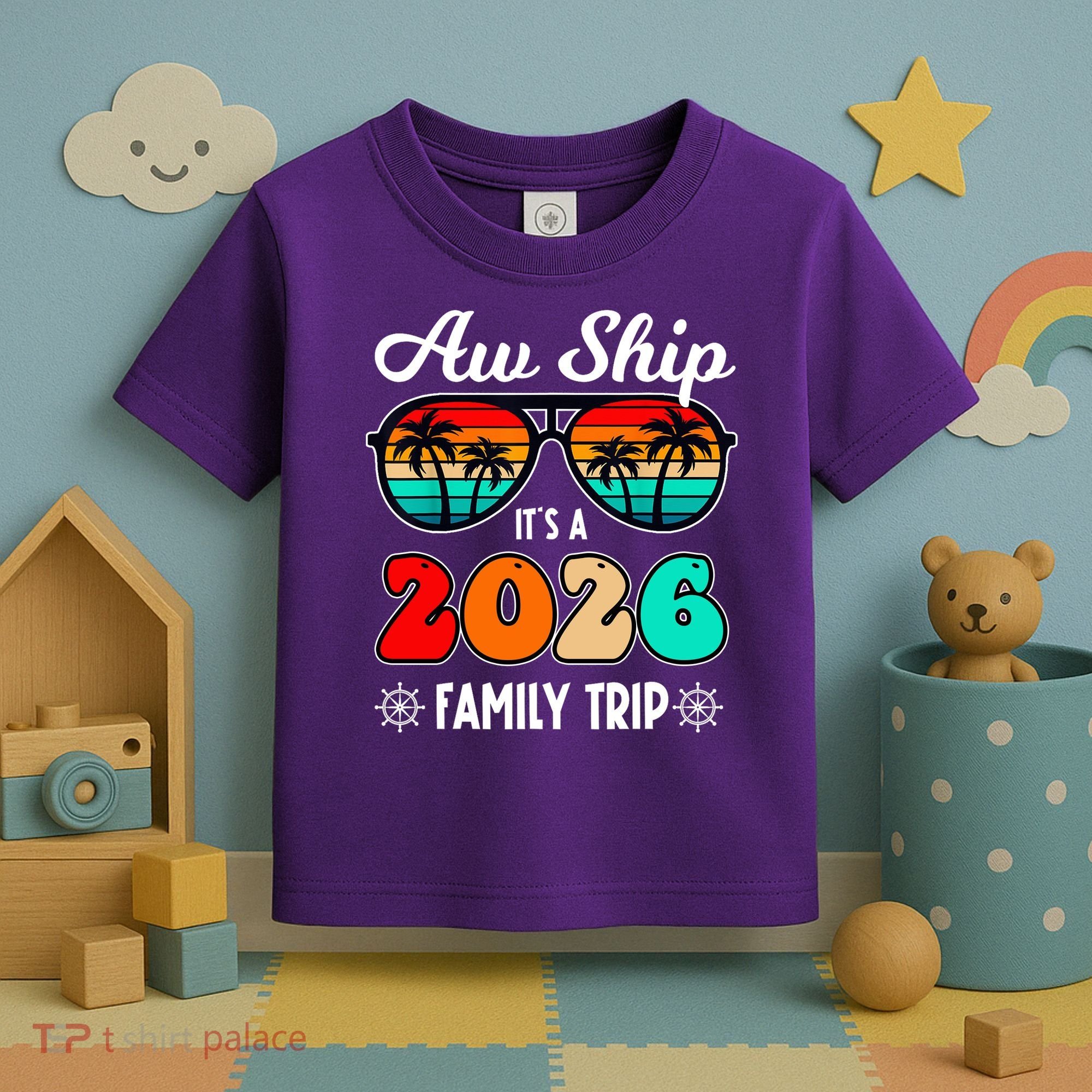 AW Ship Its A 2026 Family Trip Retro Sunglasses Toddler T-Shirt