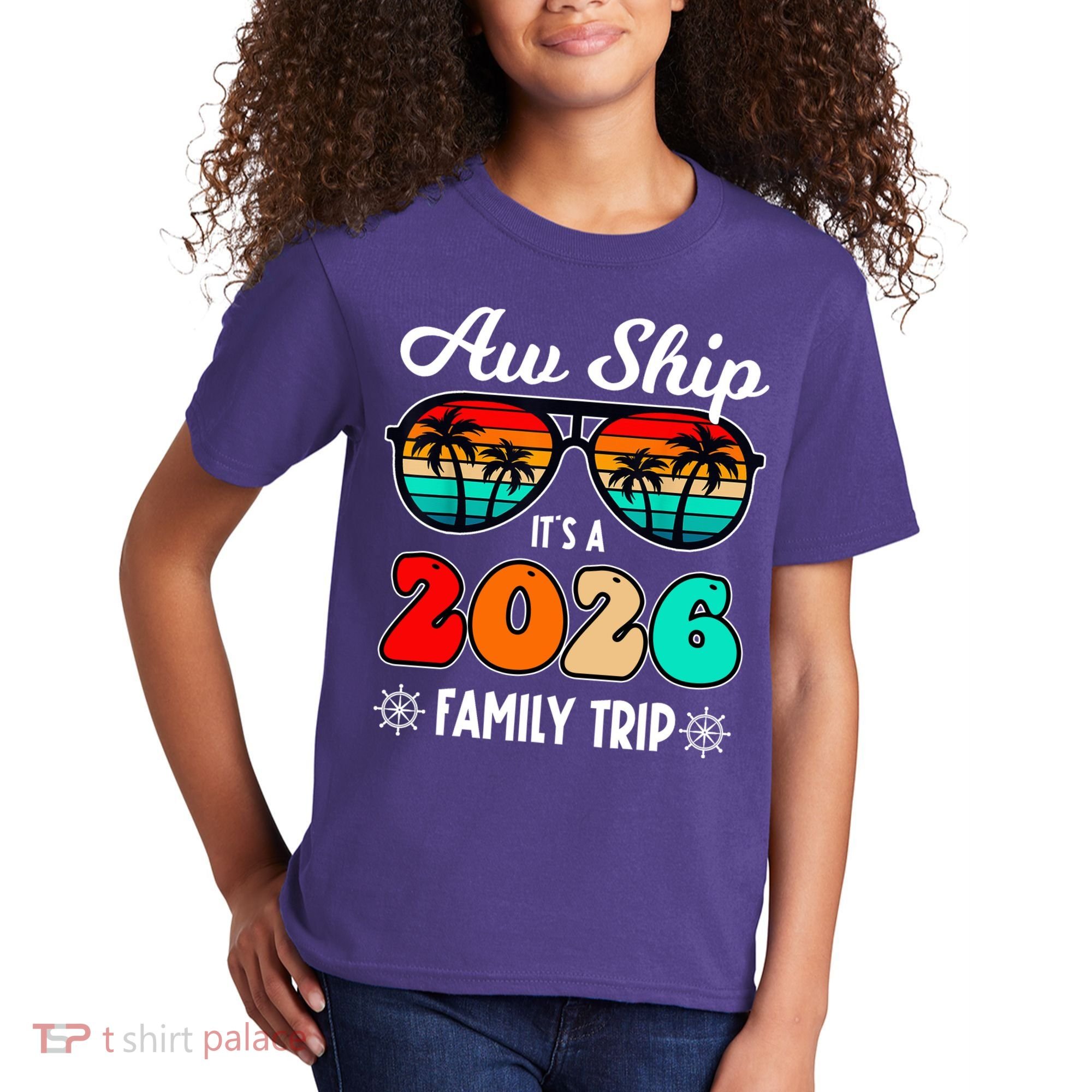 AW Ship Its A 2026 Family Trip Retro Sunglasses Kids T-Shirt
