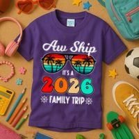 AW Ship Its A 2026 Family Trip Retro Sunglasses Kids T-Shirt thumb 3