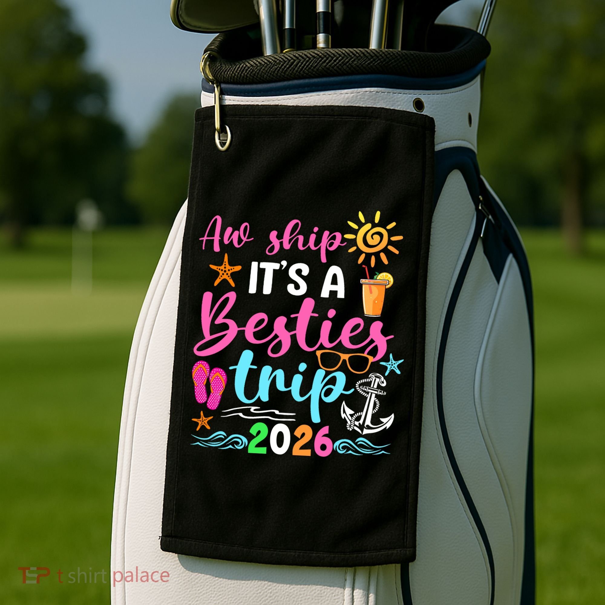 Aw Ship Its A Besties Trip 2026 Sun Golf Towel