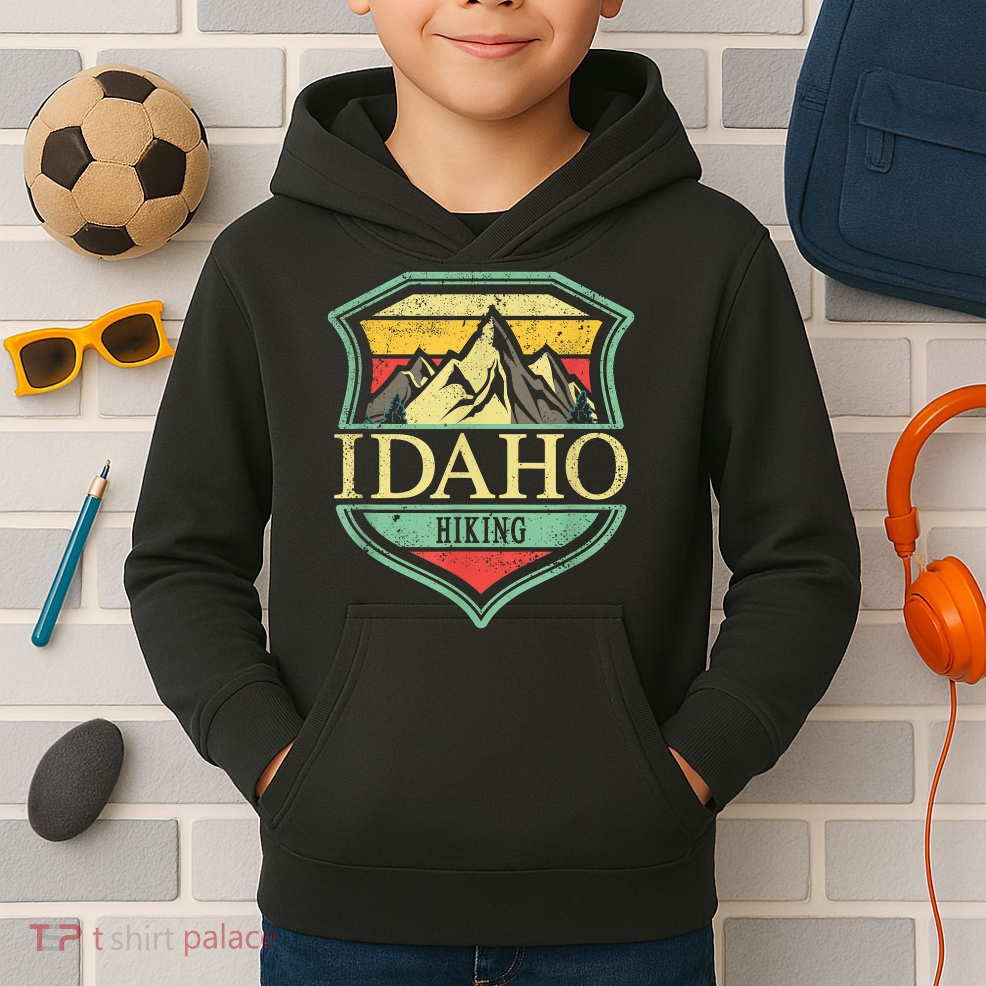 American State Idaho Mountain Hiking Kids Hoodie
