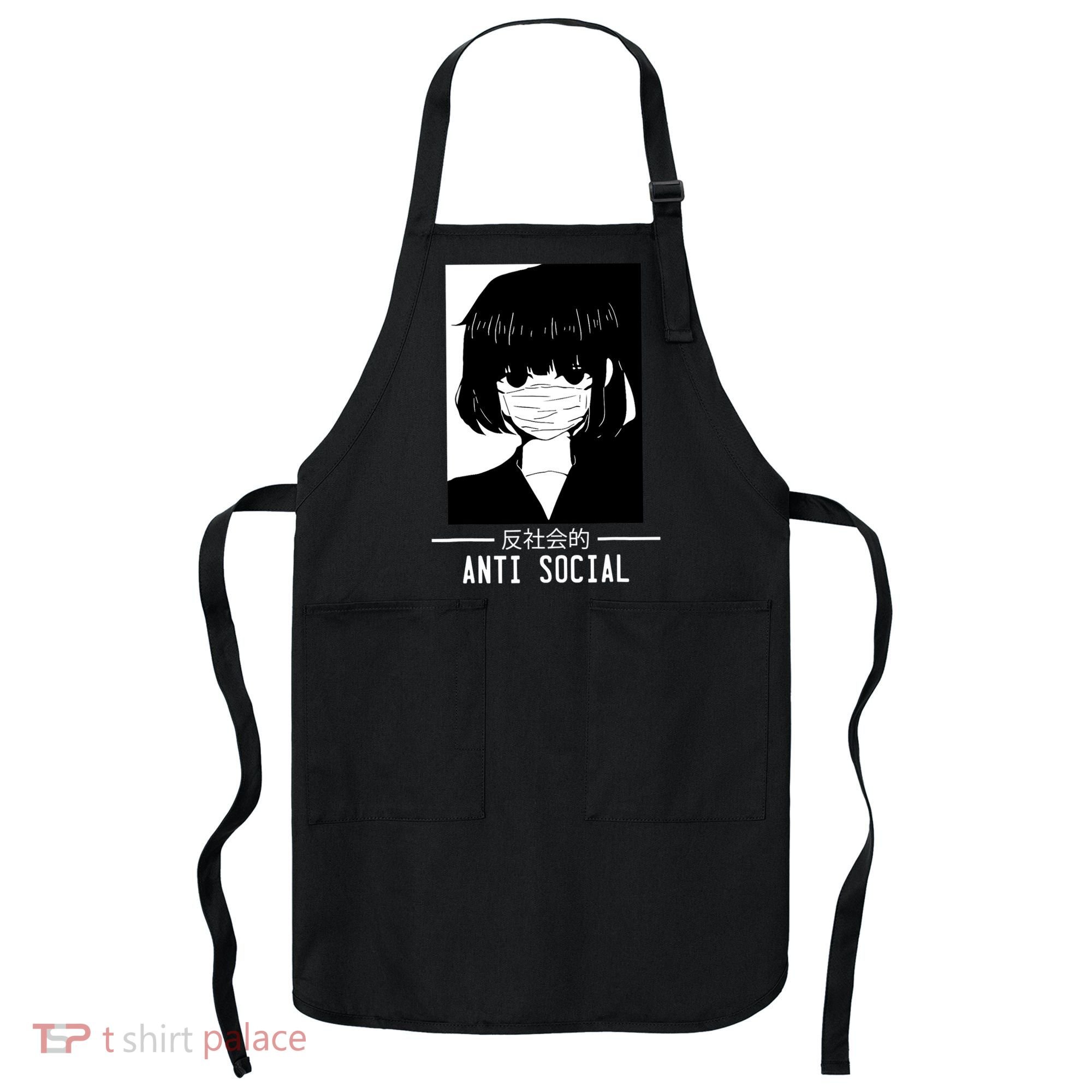 Anti Social Japanese Text Aesthetic Vaporwave Anime Gifts Apron