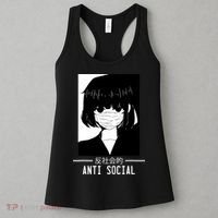 Anti Social Japanese Text Aesthetic Vaporwave Anime Gifts Women's Tank Top thumb 3