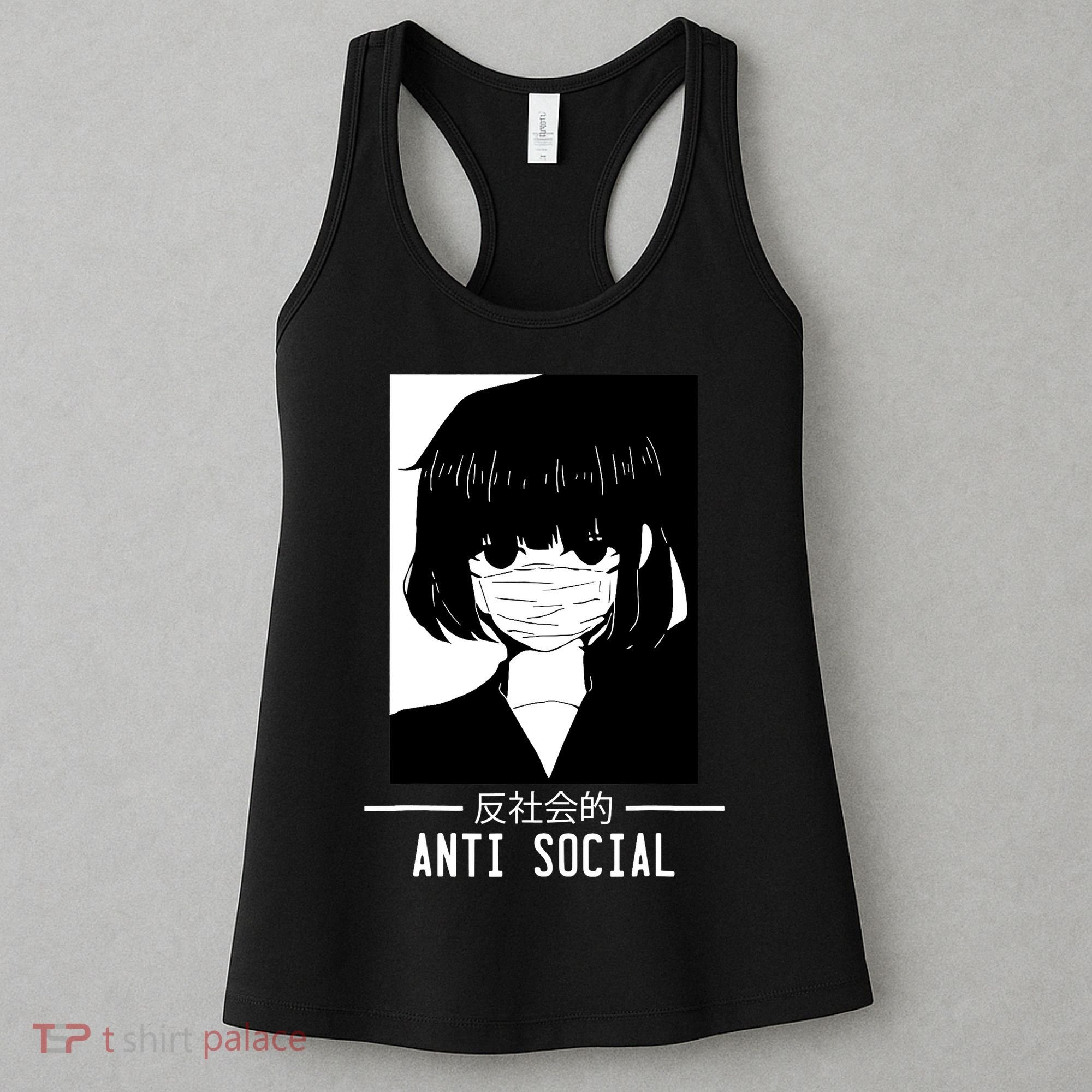 Anti Social Japanese Text Aesthetic Vaporwave Anime Gifts Women's Tank Top