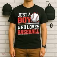 American Sport Just A Boy Who Loves Baseball Gifts For Boy T-Shirt thumb 6