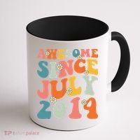 Awesome Since July 2014 Hippie Retro Groovy Birthday Coffee Mug thumb 1