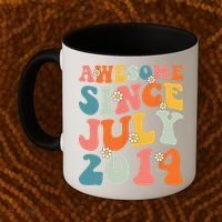 Awesome Since July 2014 Hippie Retro Groovy Birthday Coffee Mug thumb 2