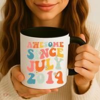 Awesome Since July 2014 Hippie Retro Groovy Birthday Coffee Mug thumb 3