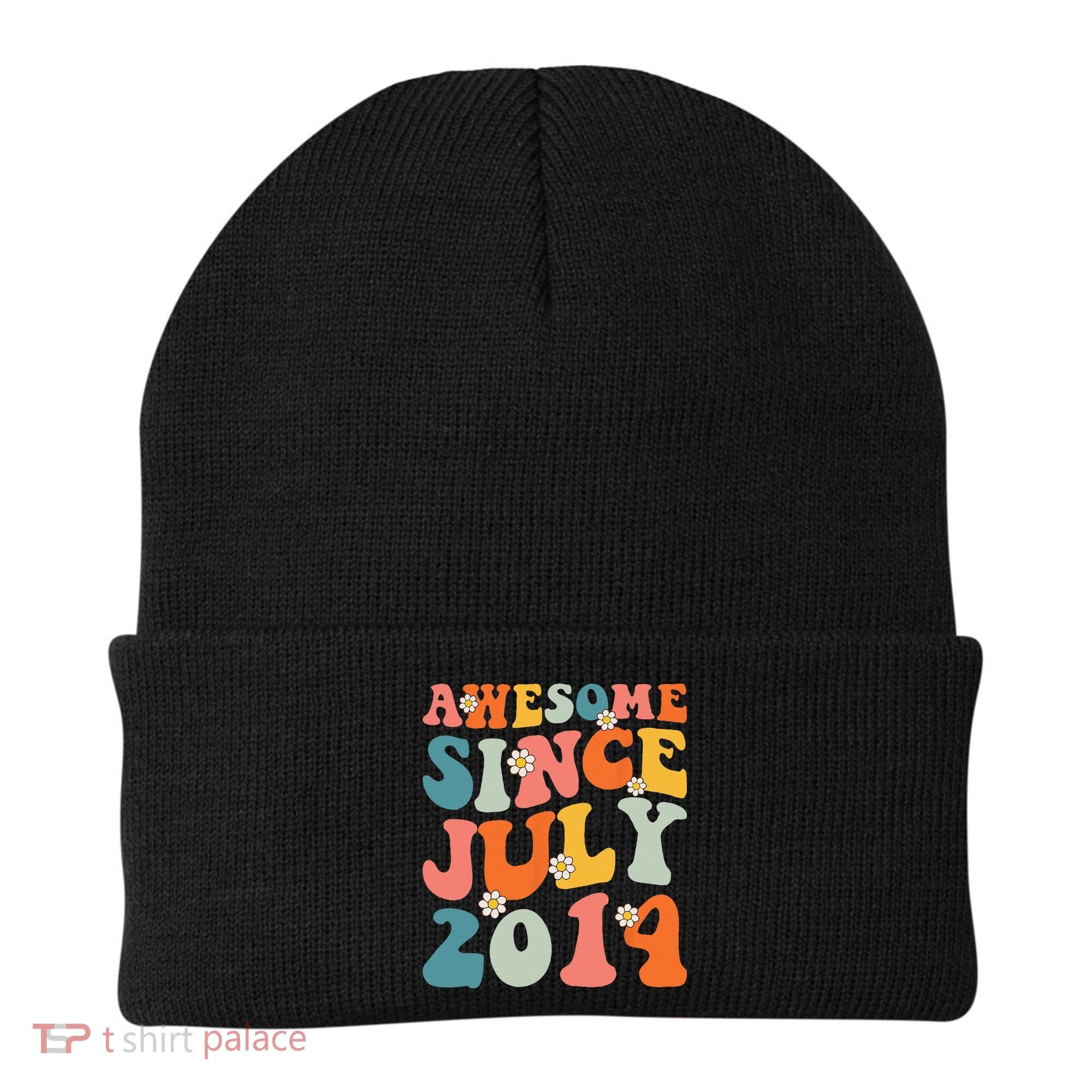 Awesome Since July 2014 Hippie Retro Groovy Birthday Beanie
